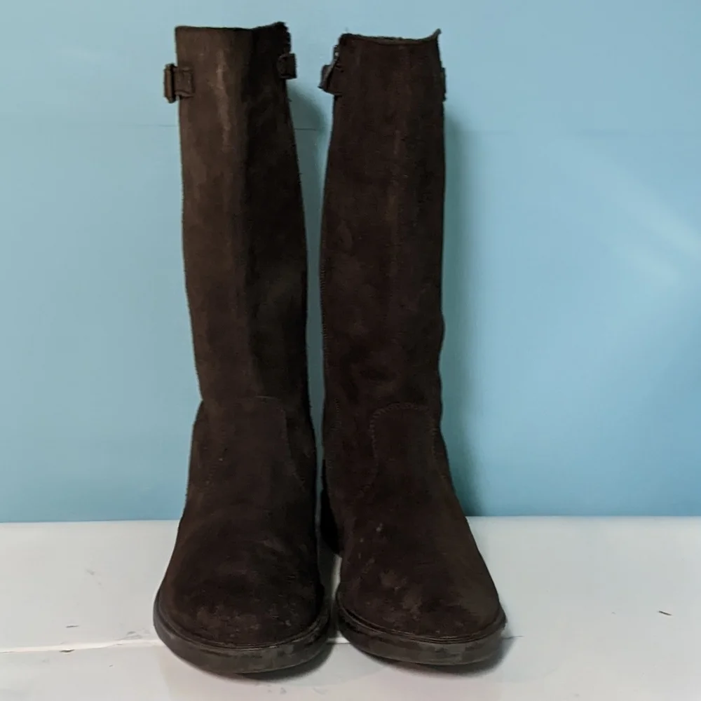 Lands' End Dark Brown Leather Tall Boots Size 7